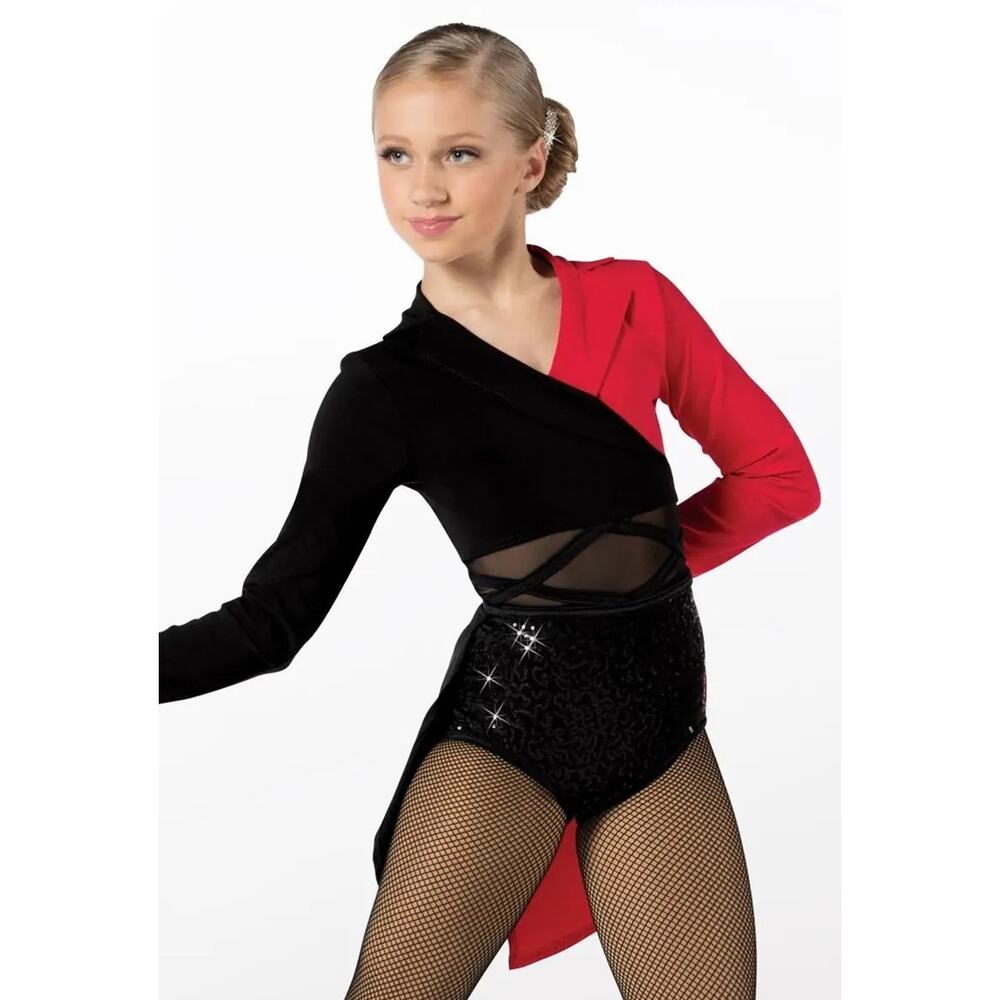 Dance Costume Weissman 14573 Large Child Red Tuxedo Jazz Sequin Broadway